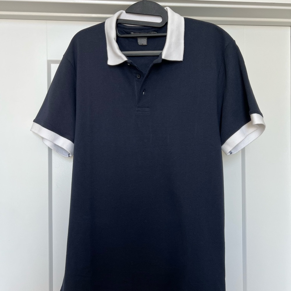 French Connection Navy Polo Shirt with White Accents